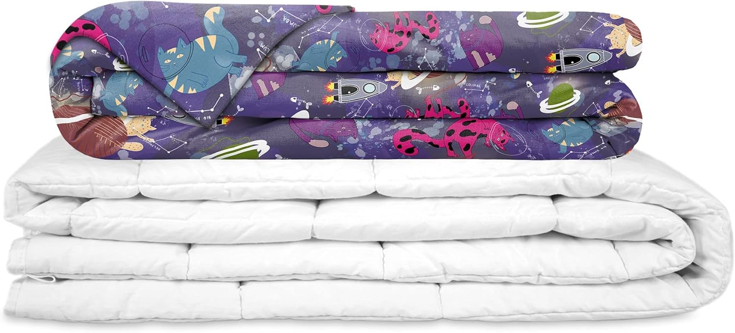 Anti-tyngdekraftstæppe til børn - 60x100 cm - 1 kg - Space Cats